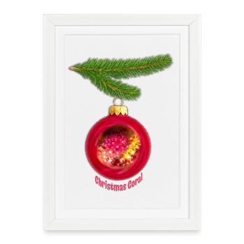 Magie de corail sur la branche de sapin - Affiche encadrée (27 × 37 cm) - blanc - Devant