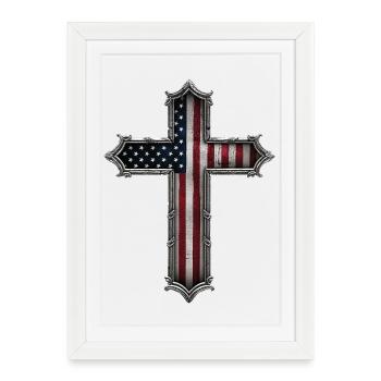 Drapeau de la Croix des États-Unis - Affiche encadrée (27 × 37 cm) - blanc - Devant