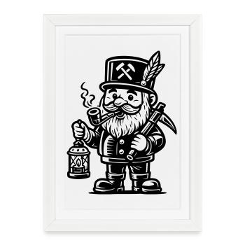 Bergmann Räuchermann Erzgebirge - Framed poster (27 × 37 cm) - white - Front