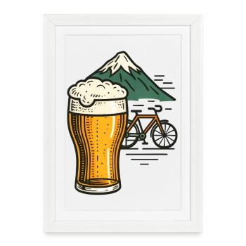 Mountain Beer Bike Ride - Framed poster (27 × 37 cm) - white - Front