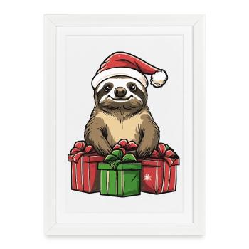 Cadeaux de Noël pour la paresse - Affiche encadrée (27 × 37 cm) - blanc - Devant