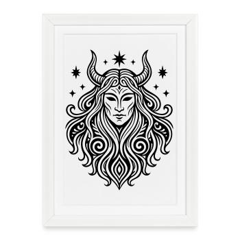 Rauhnächte Perchten Masque Symbole Païen - Affiche encadrée (27 × 37 cm) - blanc - Devant