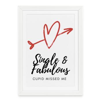 Heart with arrow Doodle single shirt valentine's day - Framed poster (27 × 37 cm) - white - Front