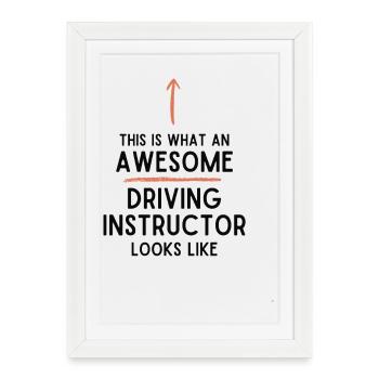 Instructeur de conduite École de conduite pour nouveaux conducteurs - Affiche encadrée (27 × 37 cm) - blanc - Devant