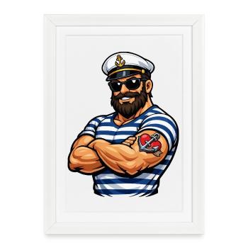 Marin avec un tatouage - Affiche encadrée (27 × 37 cm) - blanc - Devant
