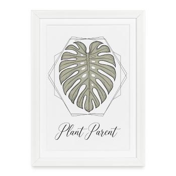 Minimalist Monstera Leaf Plant Parent Art - Framed poster (27 × 37 cm) - white - Front