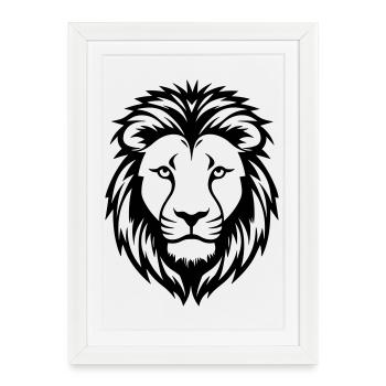 lion - Affiche encadrée (27 × 37 cm) - blanc - Devant