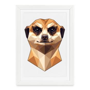 Suricate Suricate Douce Mangouste Suricate - Affiche encadrée (27 × 37 cm) - blanc - Devant
