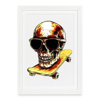 Skull Skateboarder - Framed poster (27 × 37 cm) - white - Front