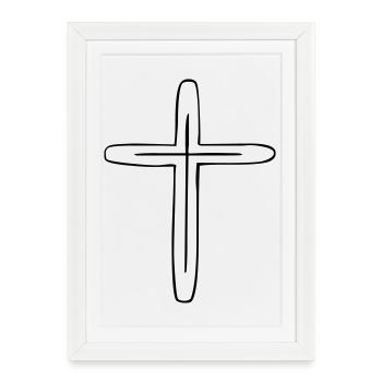 croix - Affiche encadrée (27 × 37 cm) - blanc - Devant