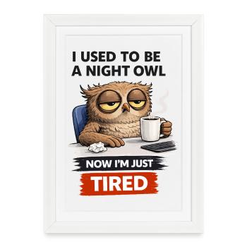 Night Owl to Tired Owl - Framed poster (27 × 37 cm) - white - Front