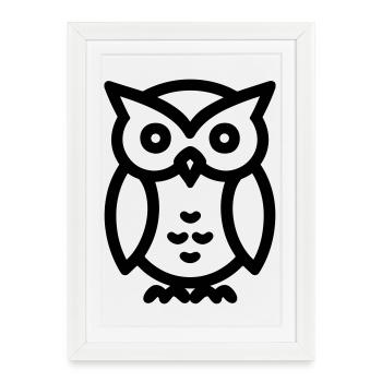 hibou - Affiche encadrée (27 × 37 cm) - blanc - Devant
