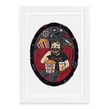 Horror Popcorn Cinema Evening Humor - Framed poster (27 × 37 cm) - white - Front