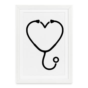 Plan de médecine cardiaque par stéthoscope - Affiche encadrée (27 × 37 cm) - blanc - Devant