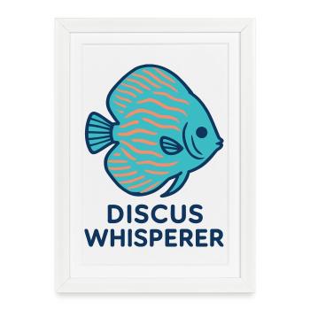 Passionné de Poisson Discus Bleu et Orange - Affiche encadrée (27 × 37 cm) - blanc - Devant