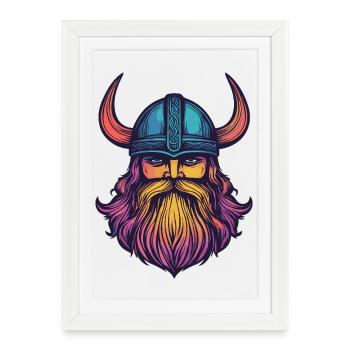 Casque Viking - Affiche encadrée (27 × 37 cm) - blanc - Devant