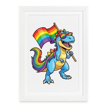 Pride Month LGBT - Proud Dinosaur - Framed poster (27 × 37 cm) - white - Front