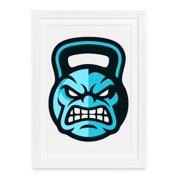 Logo kettlebell d’entraînement - Affiche encadrée (27 × 37 cm) - blanc - Devant