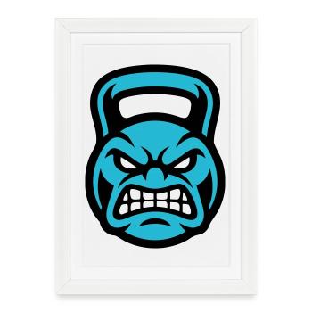 Kettlebell Face Logo - Framed poster (27 × 37 cm) - white - Front