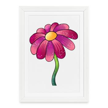 Marguerite rose scintillante - Affiche encadrée (27 × 37 cm) - blanc - Devant