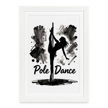Silhouette de pole dance – Art esthétique - Affiche encadrée (27 × 37 cm) - blanc - Devant