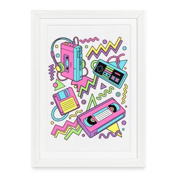 80s 90s Retro Tech Nostalgia Gamer - Framed poster (27 × 37 cm) - white - Front