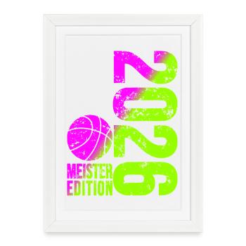 Basketball Champion Shirt 2026, lime Pink - Framed poster (27 × 37 cm) - white - Front
