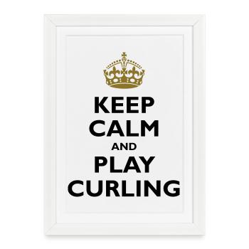 Keep calm and play curling - Affiche encadrée (27 × 37 cm) - blanc - Devant