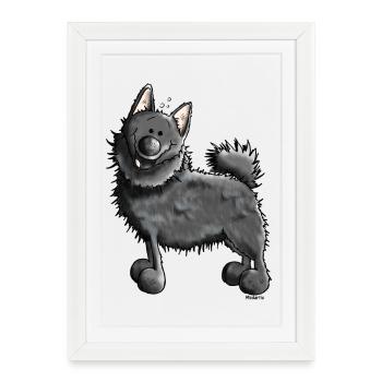 Funny Schipperke - Dog - Dogs - Framed poster (27 × 37 cm) - white - Front