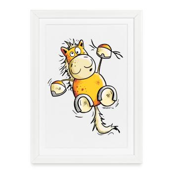 Drôle Cheval - Affiche encadrée (27 × 37 cm) - blanc - Devant