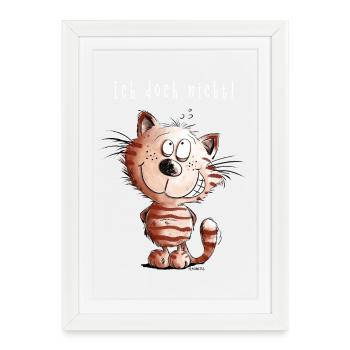 I do not cat I cat motif comic gift - Framed poster (27 × 37 cm) - white - Front