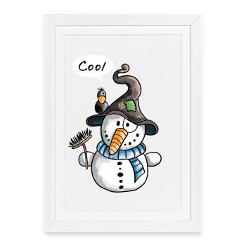 Cool Snowman - Winter - Christmas - Gift - Framed poster (27 × 37 cm) - white - Front