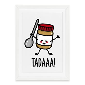 Tadaaa! Happy peanut butter with spoon - Framed poster (27 × 37 cm) - white - Front