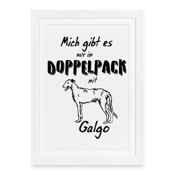 Galgo Silhouette - Kontur - Gerahmtes Poster (27 × 37 cm) - Weiß - Vorne