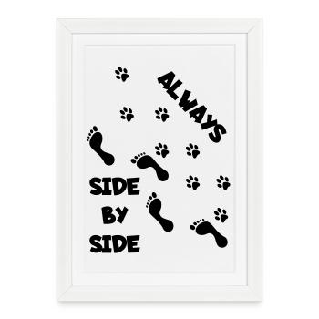 Côte à côte avec chien * - Affiche encadrée (27 × 37 cm) - blanc - Devant