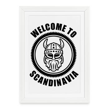 Vikings Logo Welcome to Scandinavia - Affiche encadrée (27 × 37 cm) - blanc - Devant