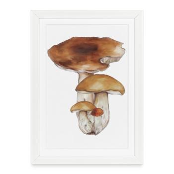 Champignon Forêt Motif Aquarelle - Affiche encadrée (27 × 37 cm) - blanc - Devant