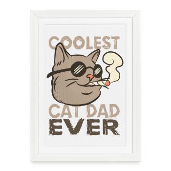 Chat Papa - Affiche encadrée (27 × 37 cm) - blanc - Devant