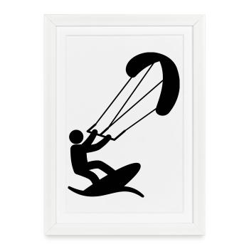 Kitesurfer Kite Surfer Wave Water Wind - Framed poster (27 × 37 cm) - white - Front