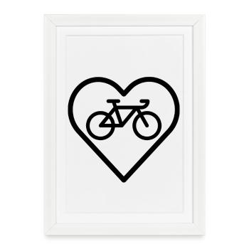 Vélo au cœur - Affiche encadrée (27 × 37 cm) - blanc - Devant