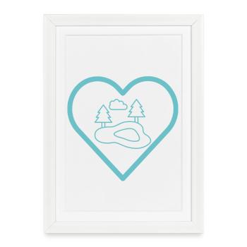 Étang au cœur - Affiche encadrée (27 × 37 cm) - blanc - Devant