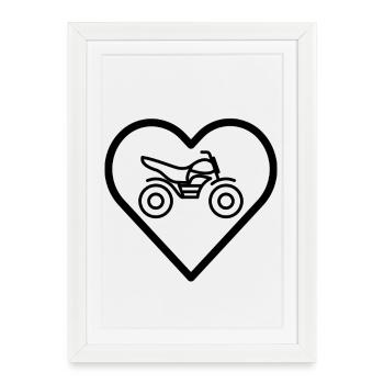 Moto au cœur - Affiche encadrée (27 × 37 cm) - blanc - Devant