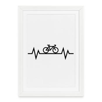 Heartbeat Bicycle noir - Affiche encadrée (27 × 37 cm) - blanc - Devant
