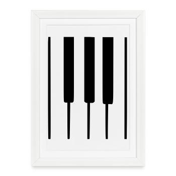Touches de piano - Affiche encadrée (27 × 37 cm) - blanc - Devant