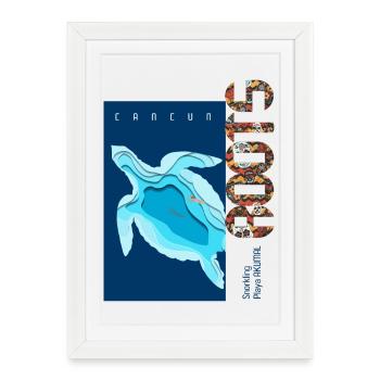 Tortue marine snorkeling Roots - Affiche encadrée (27 × 37 cm) - blanc - Devant