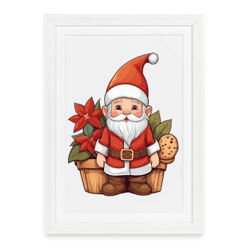 Gnome de Noël - Affiche encadrée (27 × 37 cm) - blanc - Devant
