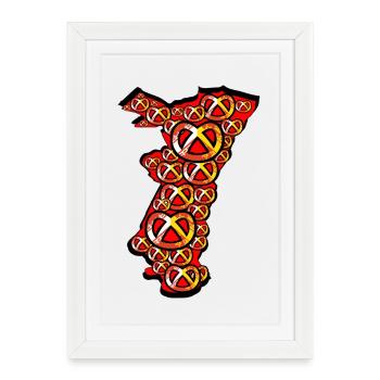 Alsace région Bretzel Blason - Affiche encadrée (27 × 37 cm) - blanc - Devant