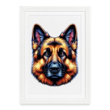 Berger Allemand Rex - Affiche encadrée (27 × 37 cm) - blanc - Devant
