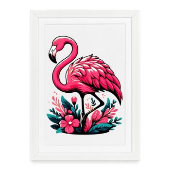 Flamant - Affiche encadrée (27 × 37 cm) - blanc - Devant