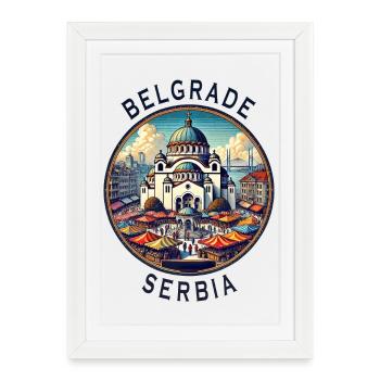 Belgrade Serbia Beograd Design - Framed poster (27 × 37 cm) - white - Front